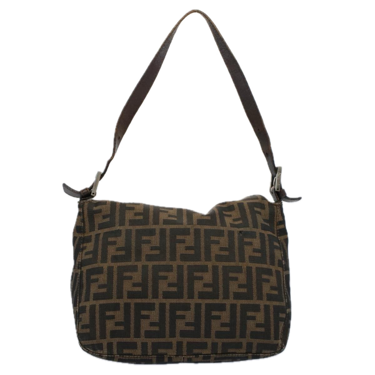 Luxury FendiZucca Canvas Mamma Baguette Shoulder Bag Black Brownep2428