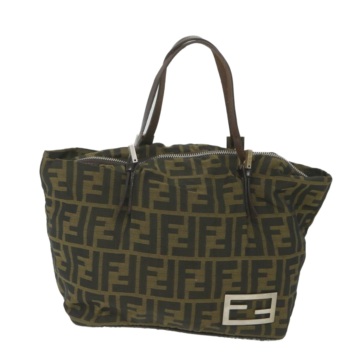 Luxury FendiZucca Canvas Tote Bag Black Brown 2241 26634 099ep2431