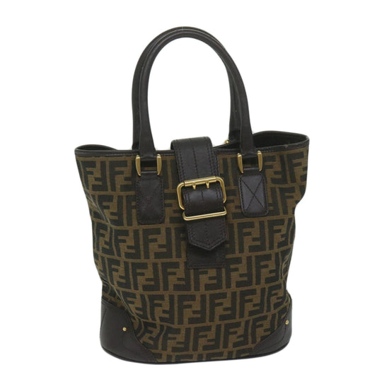 Luxury FendiZucca Canvas Hand Bag Black Brownep2499
