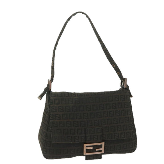 Luxury FendiZucchino Canvas Mamma Baguette Shoulder Bag Dark Brownep2515