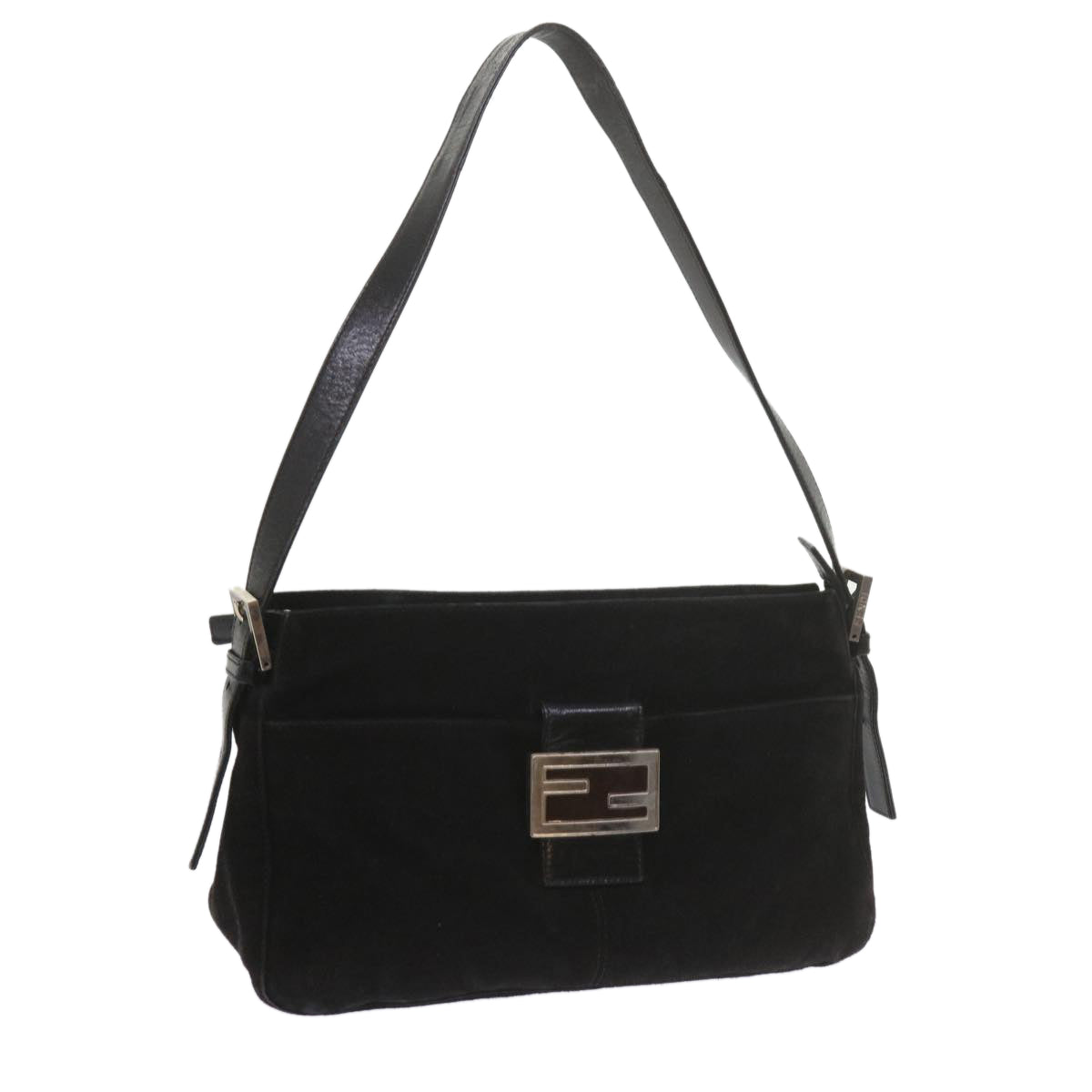 Luxury FendiMamma Baguette Shoulder Bag Suede Blackep2539