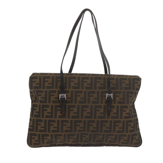 Luxury FendiZucca Canvas Mamma Baguette Shoulder Bag Black Brownep2540