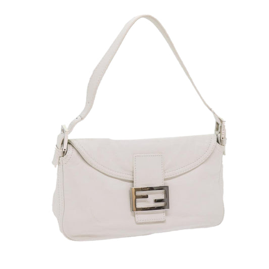 Luxury FendiMamma Baguette Shoulder Bag Leather Whiteep2545