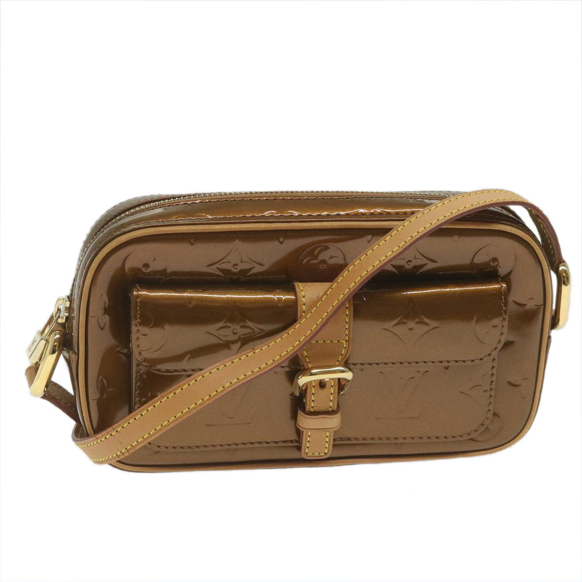 LOUIS VUITTON Monogram Vernis Christy MM Shoulder Bag Bronze M91109 ep2595