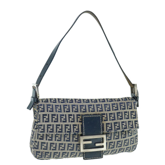 Luxury FendiZucchino Canvas Mamma Baguette Shoulder Bag Navyep2602