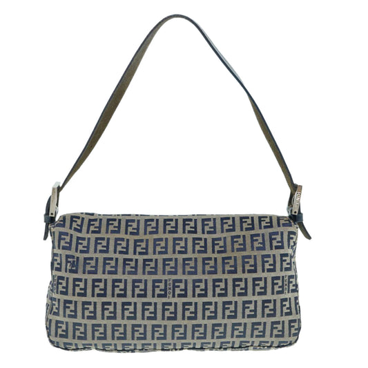 Luxury FendiZucchino Canvas Mamma Baguette Shoulder Bag Navyep2602