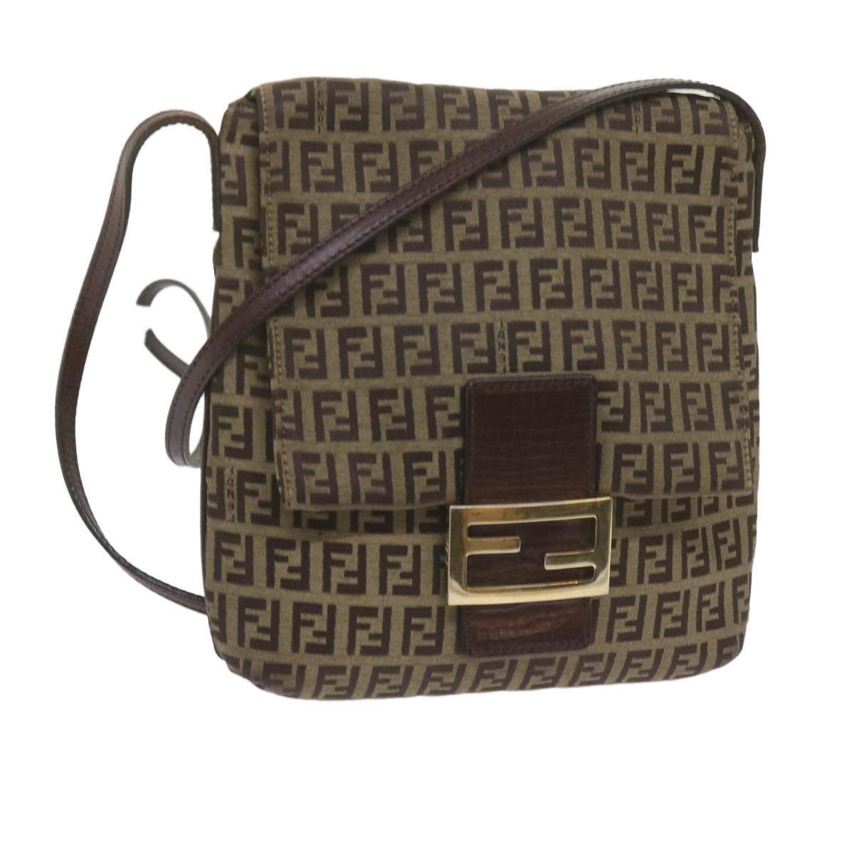 Luxury FendiZucchino Canvas Mamma Baguette Shoulder Bag Brownep2621