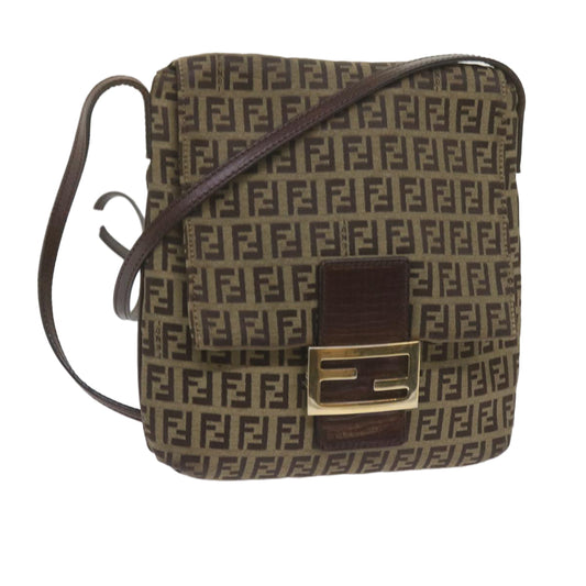 Luxury FendiZucchino Canvas Mamma Baguette Shoulder Bag Brownep2621