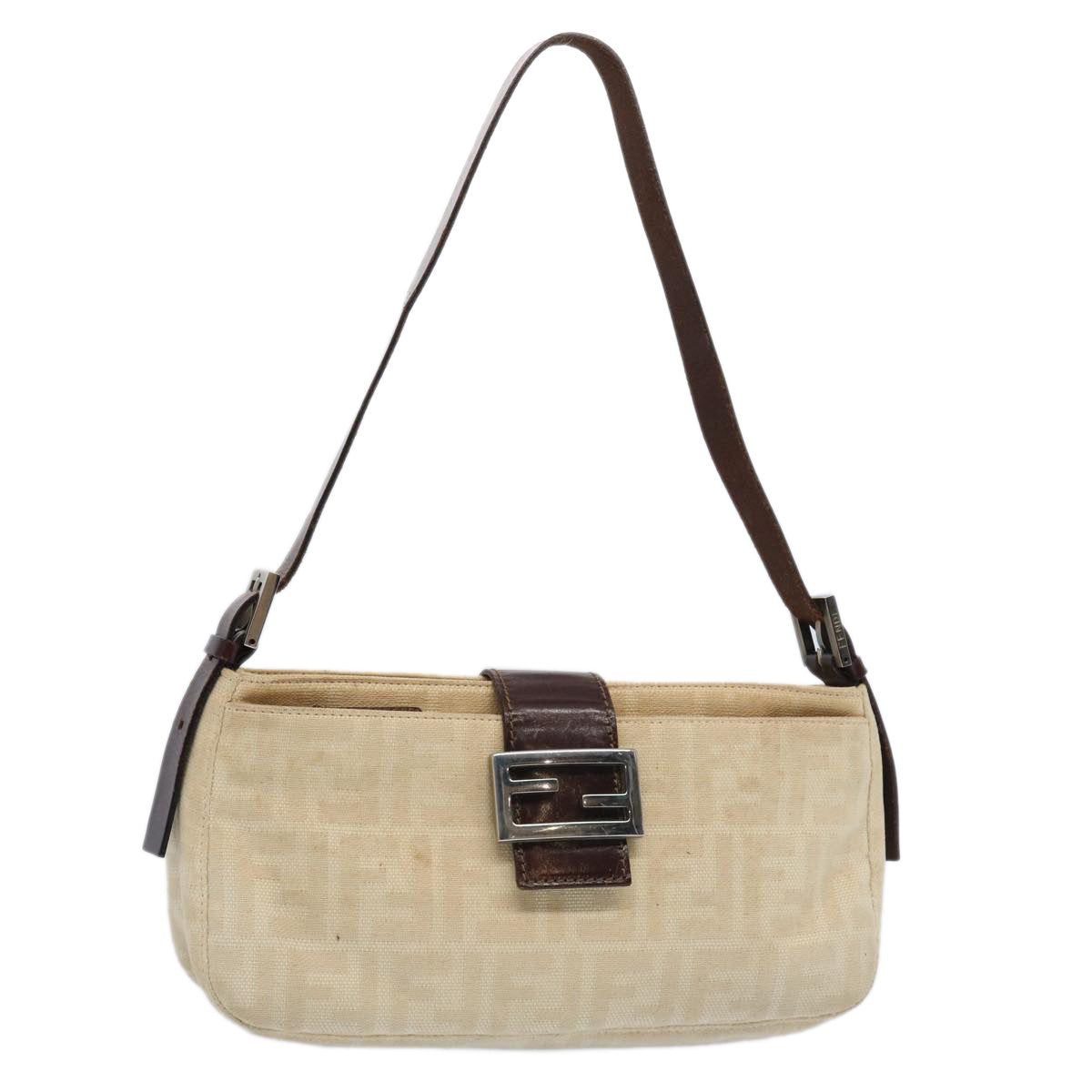 Luxury FendiZucca Canvas Mamma Baguette Shoulder Bag Beigeep2732
