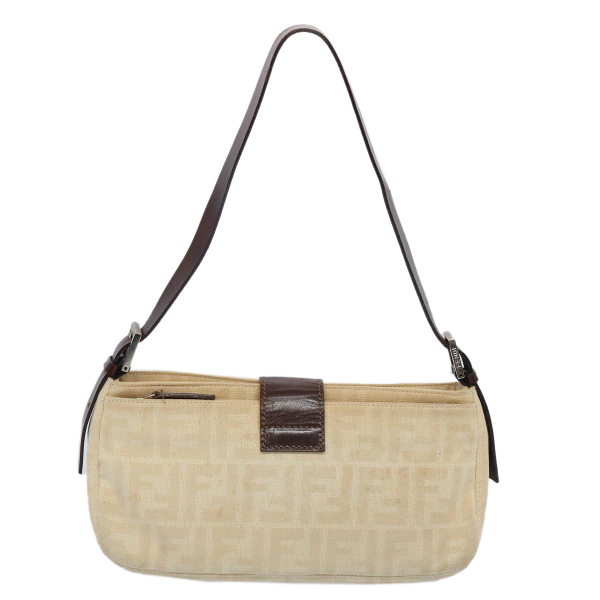 Luxury FendiZucca Canvas Mamma Baguette Shoulder Bag Beigeep2732