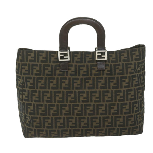 Luxury FendiZucca Canvas Hand Bag Black Brownep2812