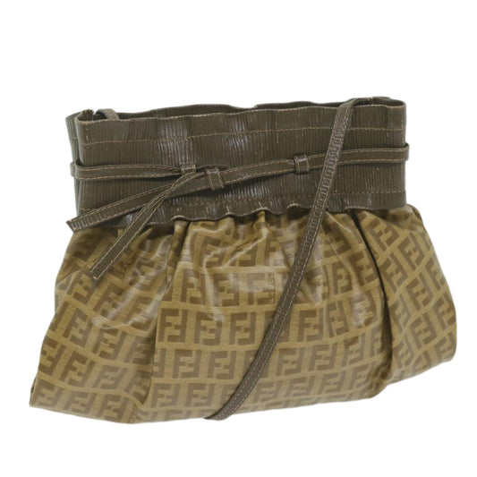Luxury FendiZucchino Canvas Shoulder Bag Brownep2817