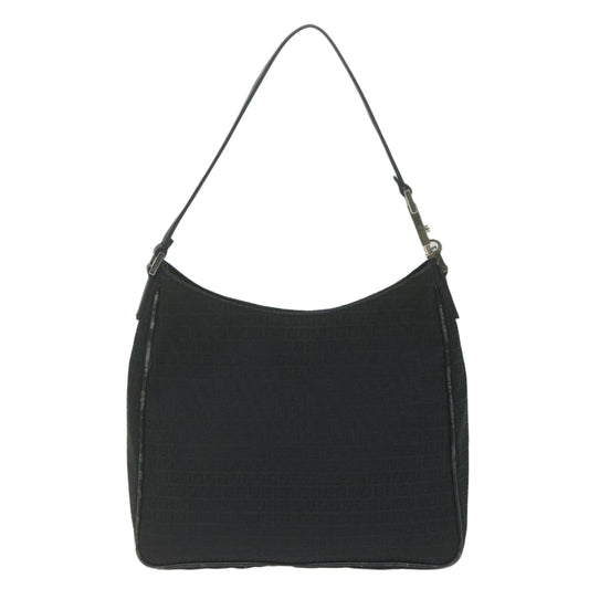 Luxury FendiZucchino Canvas Shoulder Bag Blackep2840