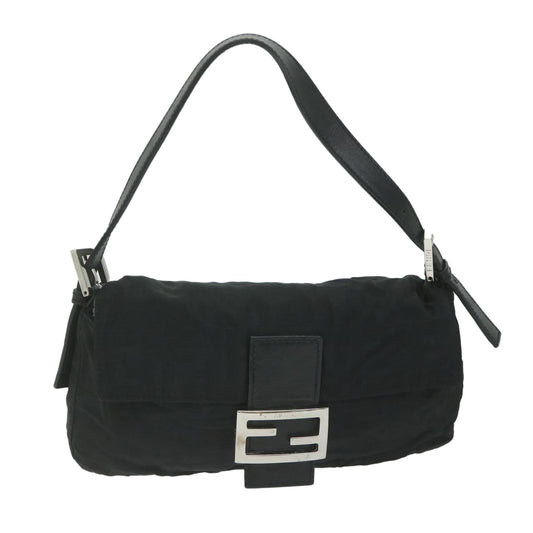 Luxury FendiZucca Canvas Mamma Baguette Shoulder Bag Blackep2859