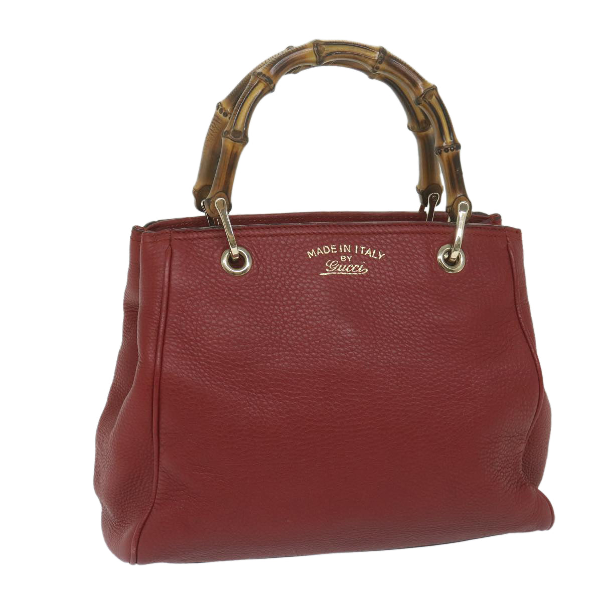 GUCCI Bamboo Hand Bag Leather Red 336032  ep2891