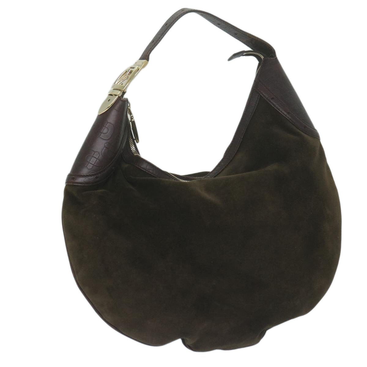 GUCCI Bamboo Shoulder Bag Suede Brown  ep2898