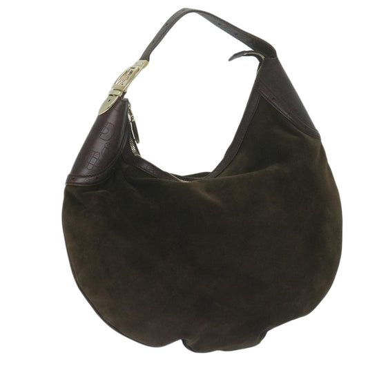 GUCCI Bamboo Shoulder Bag Suede Brown  ep2898