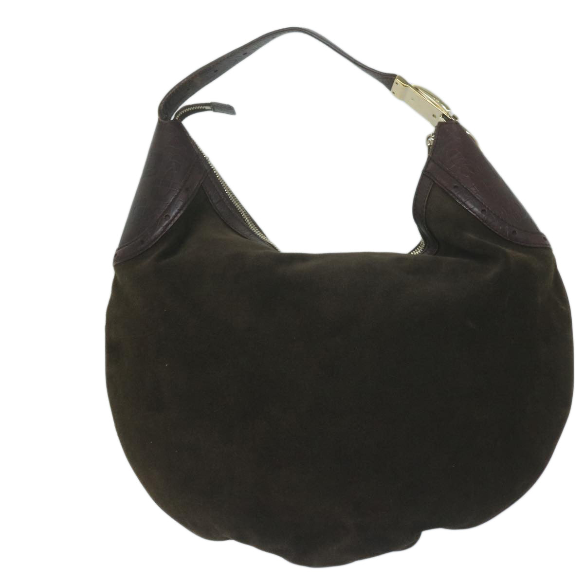 GUCCI Bamboo Shoulder Bag Suede Brown  ep2898
