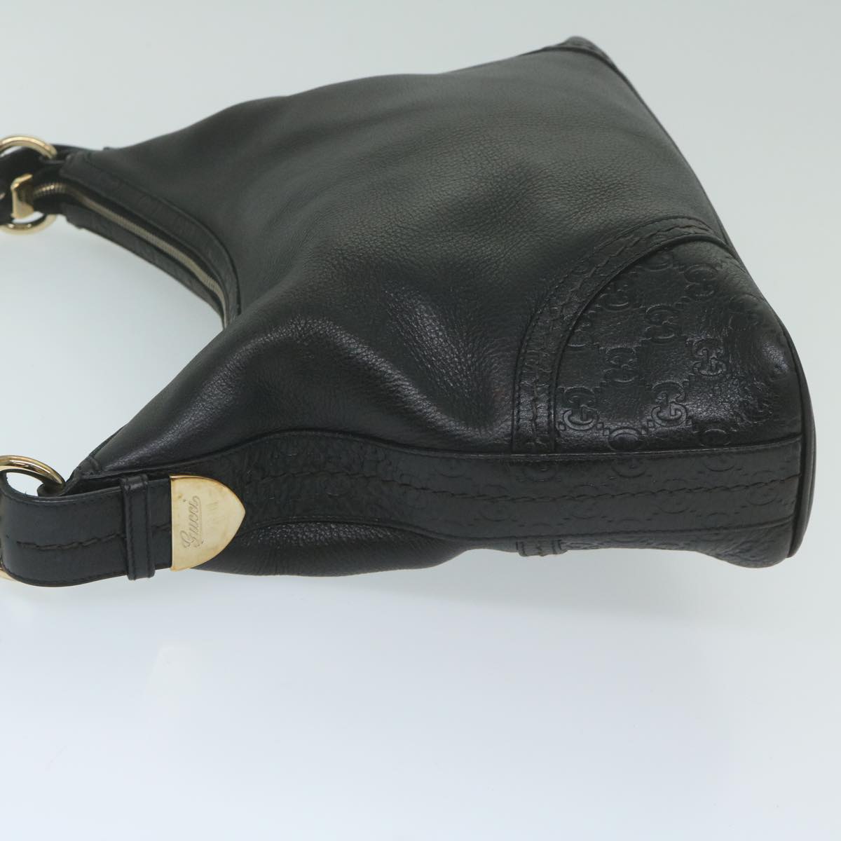 GUCCI GG Canvas Guccissima Shoulder Bag Leather Black 181515  ep2906