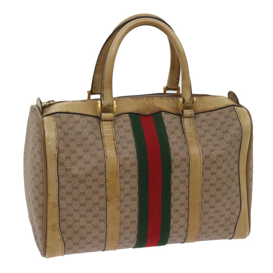 GUCCI Micro GG Supreme Web Sherry Line Boston Bag Beige Red Green  ep2939