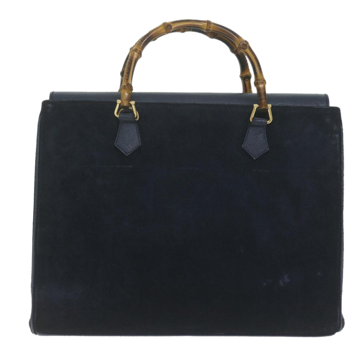 GUCCI Bamboo Hand Bag Suede 2way Navy  ep2993