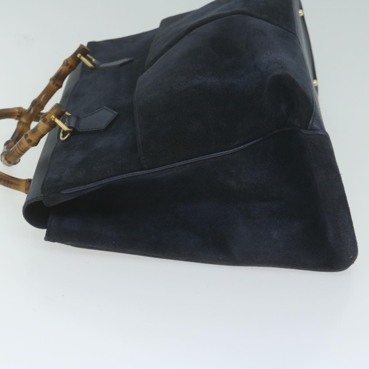 GUCCI Bamboo Hand Bag Suede 2way Navy  ep2993