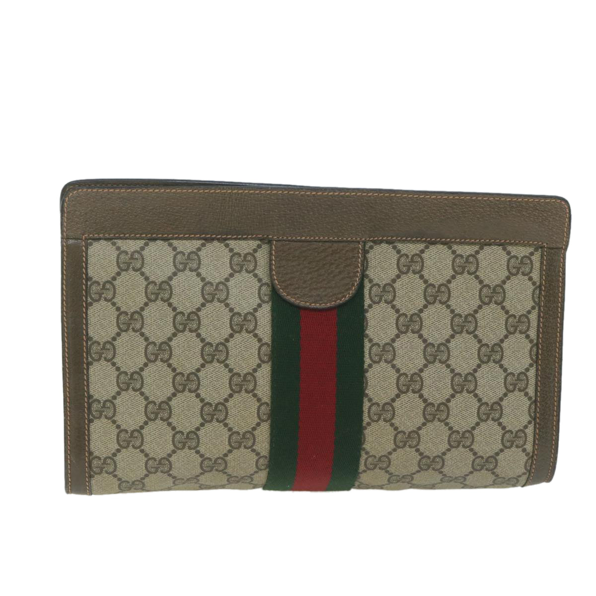 GUCCI GG Supreme Web Sherry Line Clutch Bag Beige Red 89 01 002  ep3034