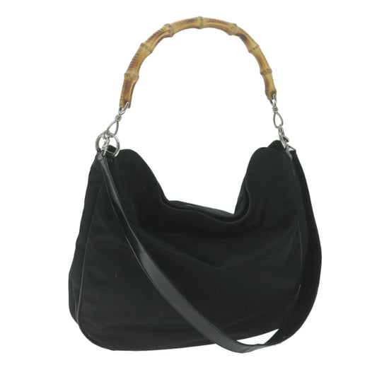 GUCCI Bamboo Shoulder Bag Nylon 2way Black 001 2113 1577  ep3037
