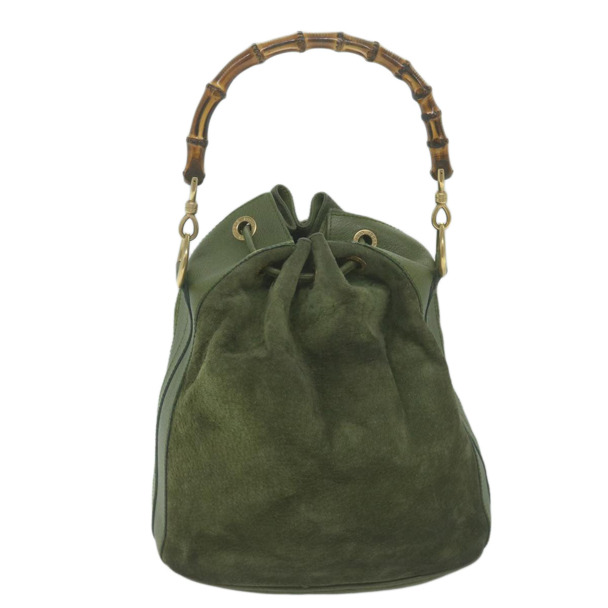 GUCCI Bamboo Hand Bag Suede 2way Khaki 001 2040 1657  ep3043