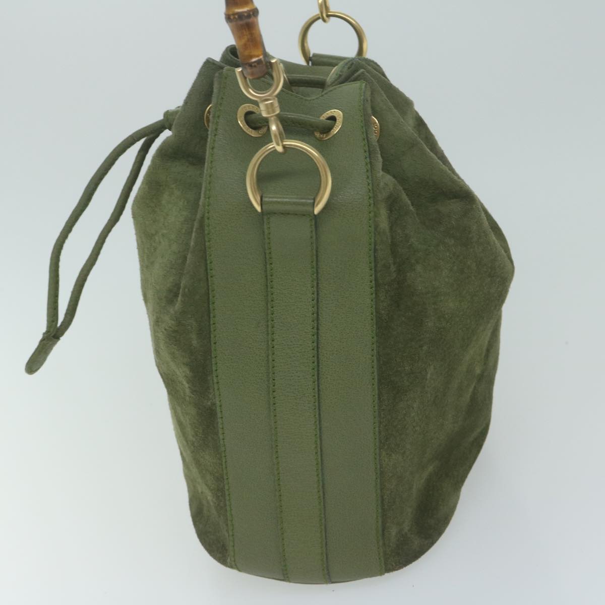 GUCCI Bamboo Hand Bag Suede 2way Khaki 001 2040 1657  ep3043