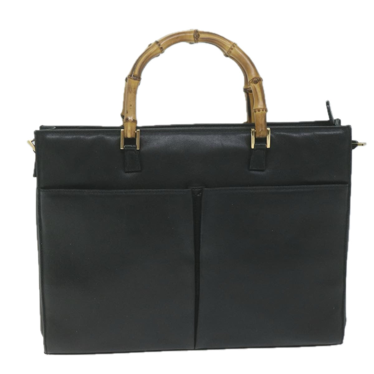 GUCCI Bamboo Hand Bag Leather 2way Black 001 2855  ep3046