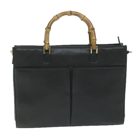 GUCCI Bamboo Hand Bag Leather 2way Black 001 2855  ep3046