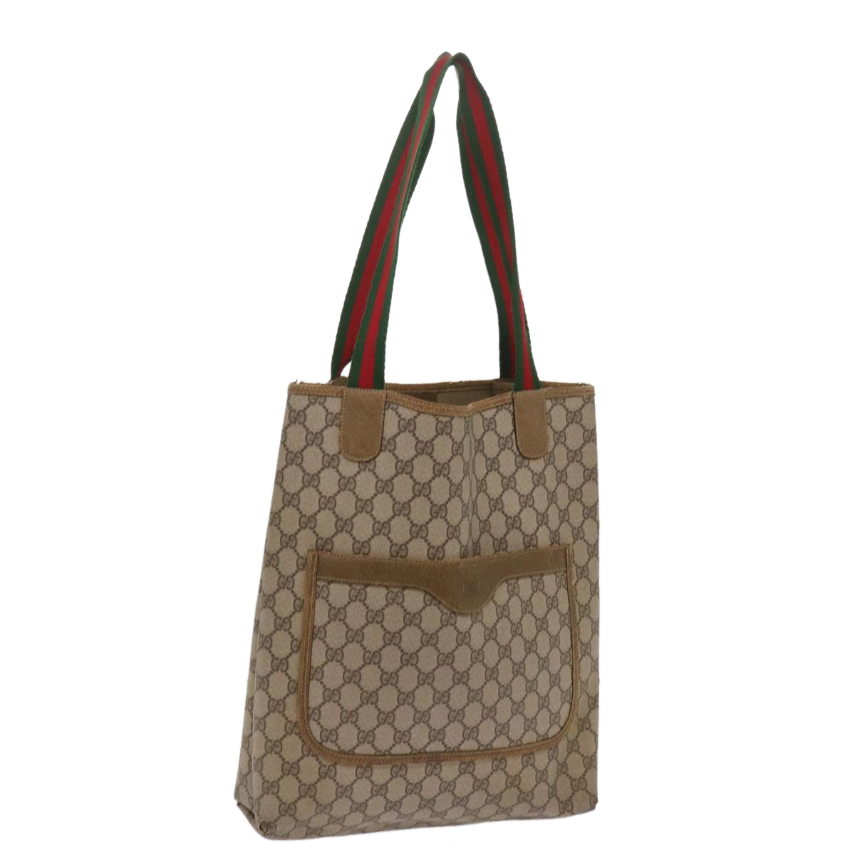 GUCCI GG Supreme Web Sherry Line Tote Bag PVC Beige Red 39 02 003  ep3074