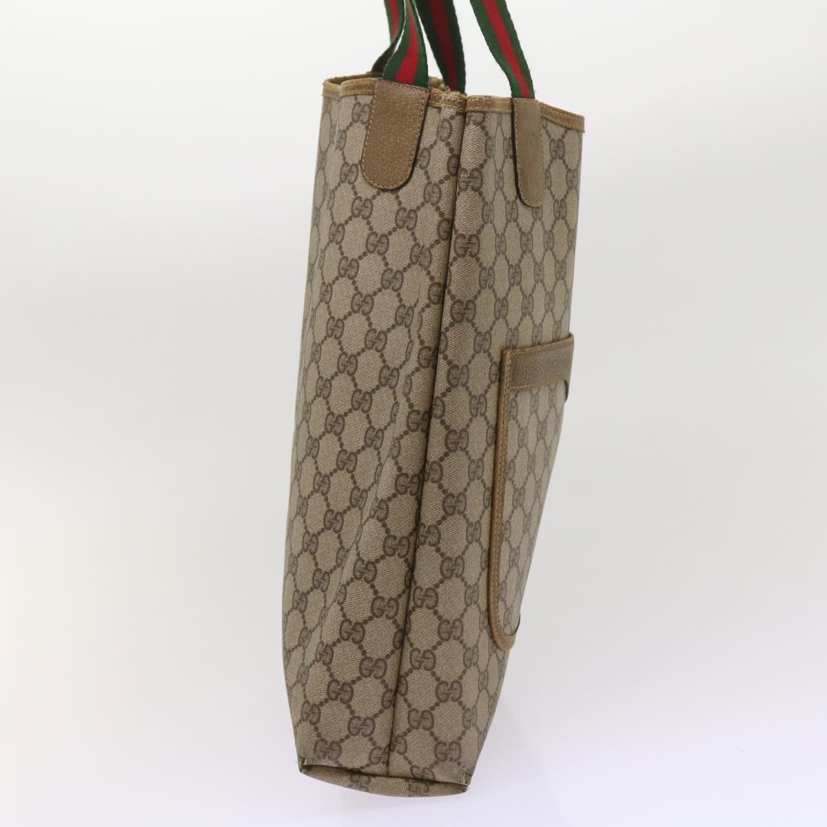 GUCCI GG Supreme Web Sherry Line Tote Bag PVC Beige Red 39 02 003  ep3074