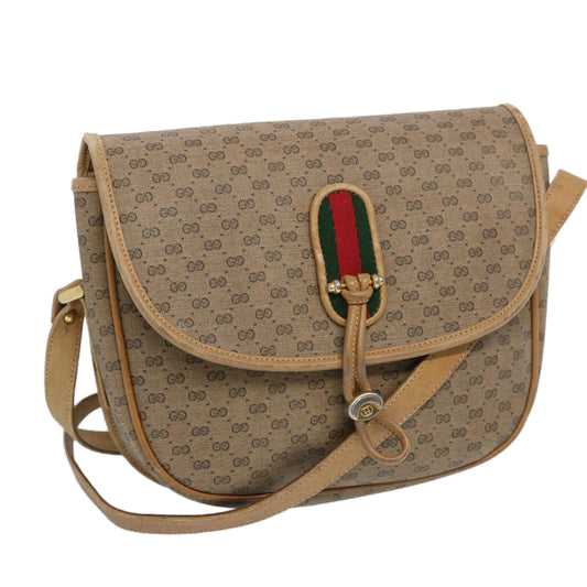 GUCCI Micro GG Supreme Web Sherry Line Shoulder Bag PVC Beige Red  ep3076