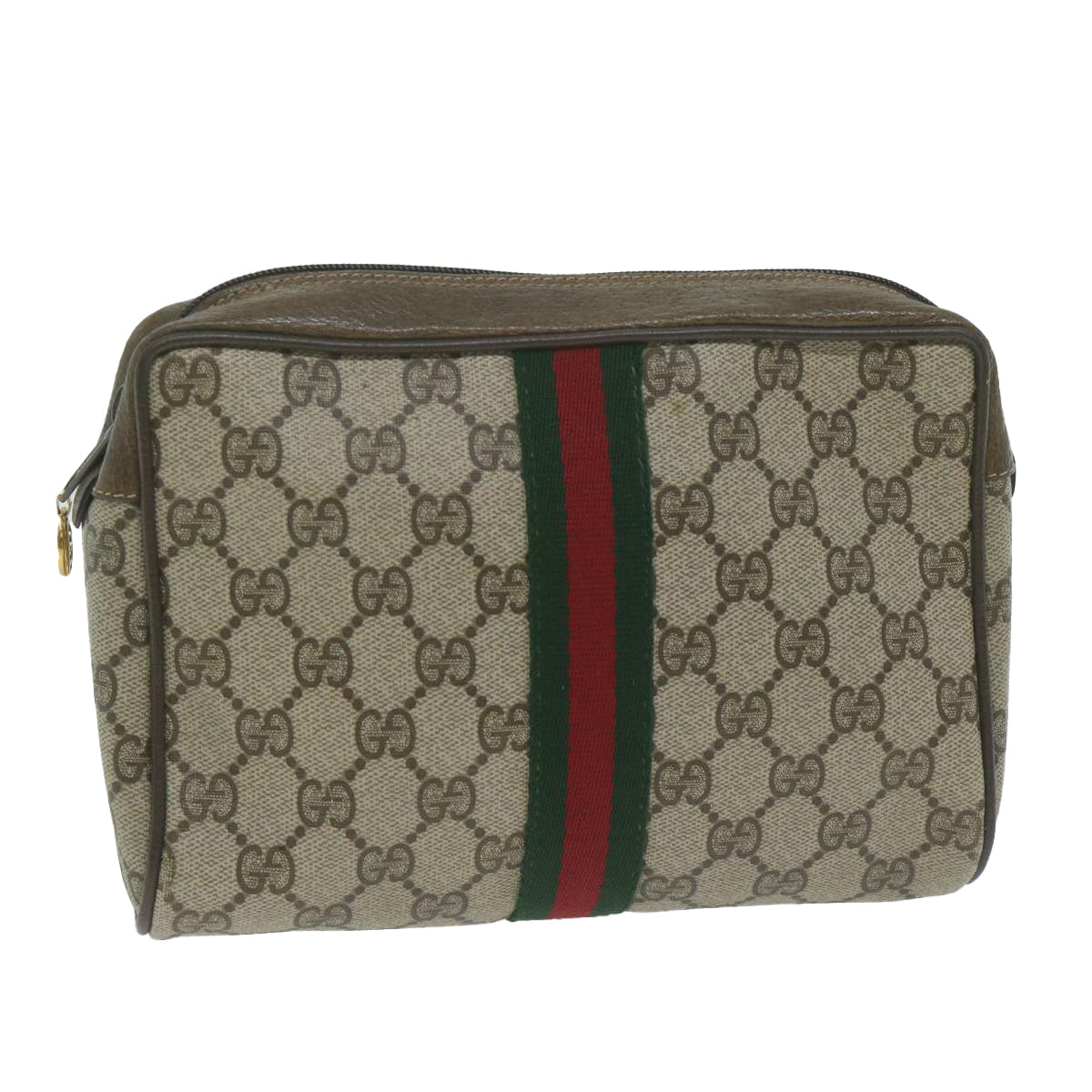 GUCCI GG Supreme Web Sherry Line Clutch Bag Beige Red 56 01 012  ep3084