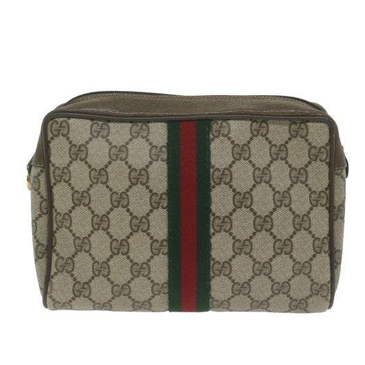 GUCCI GG Supreme Web Sherry Line Clutch Bag Beige Red 56 01 012  ep3084
