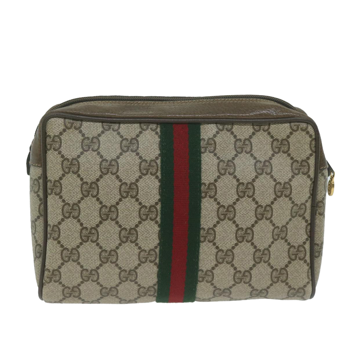 GUCCI GG Supreme Web Sherry Line Clutch Bag Beige Red 56 01 012  ep3084