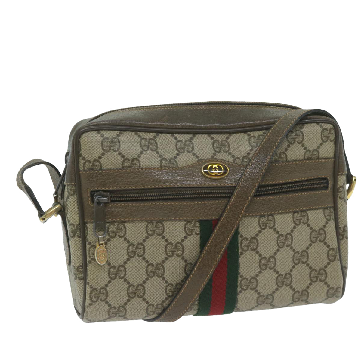 GUCCI GG Supreme Web Sherry Line Shoulder Bag Beige Red Green  ep3088