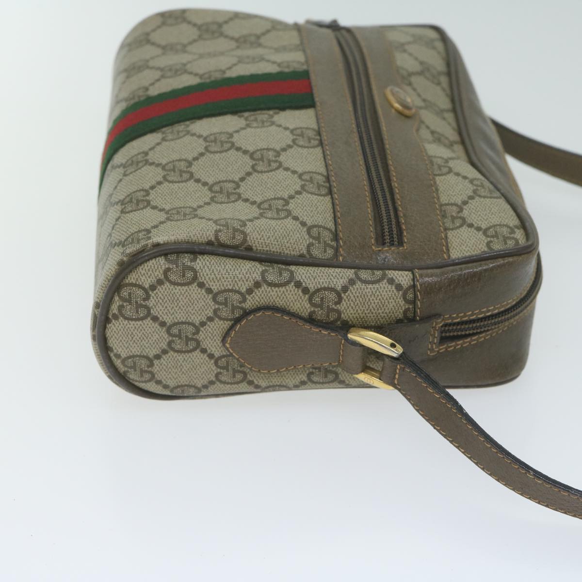 GUCCI GG Supreme Web Sherry Line Shoulder Bag Beige Red Green  ep3088