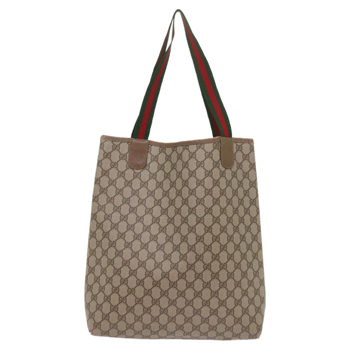 GUCCI GG Supreme Web Sherry Line Tote Bag PVC Beige Red 39 02 003  ep3094