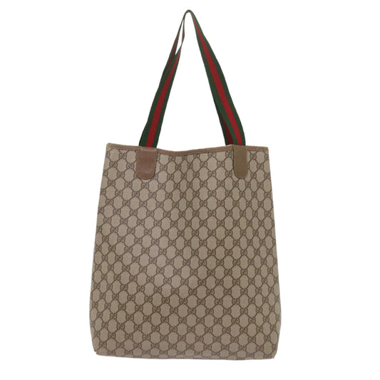 GUCCI GG Supreme Web Sherry Line Tote Bag PVC Beige Red 39 02 003  ep3094