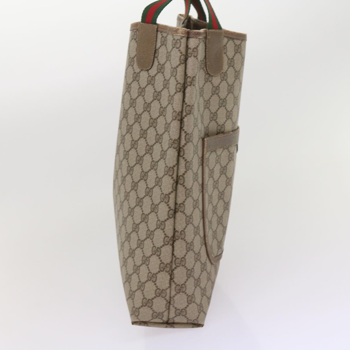 GUCCI GG Supreme Web Sherry Line Tote Bag PVC Beige Red 39 02 003  ep3094