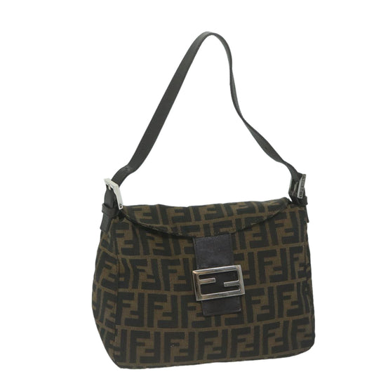 Luxury FendiZucca Canvas Mamma Baguette Shoulder Bag Brown Blackep3105