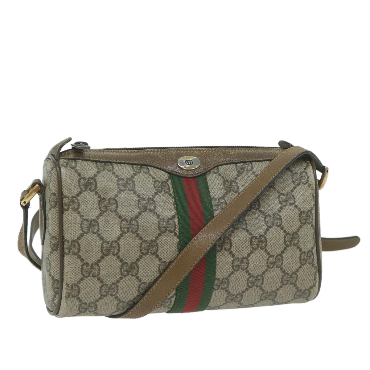GUCCI GG Supreme Web Sherry Line Shoulder Bag PVC Beige 89 02 018  ep3109