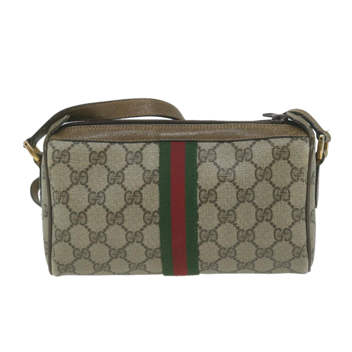 GUCCI GG Supreme Web Sherry Line Shoulder Bag PVC Beige 89 02 018  ep3109
