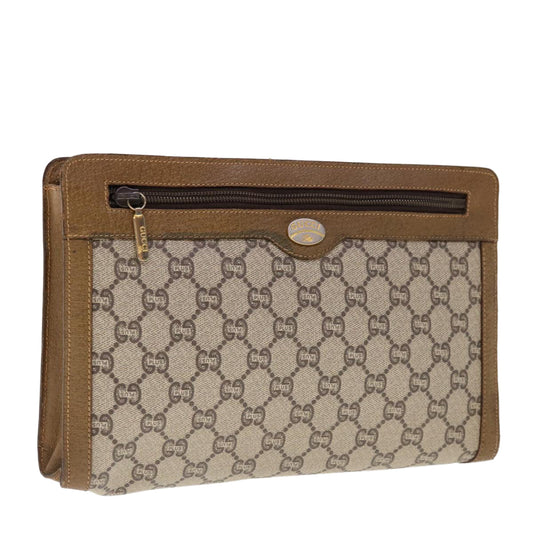 GUCCI GG Plus Supreme Clutch Bag PVC Leather Beige  ep3130