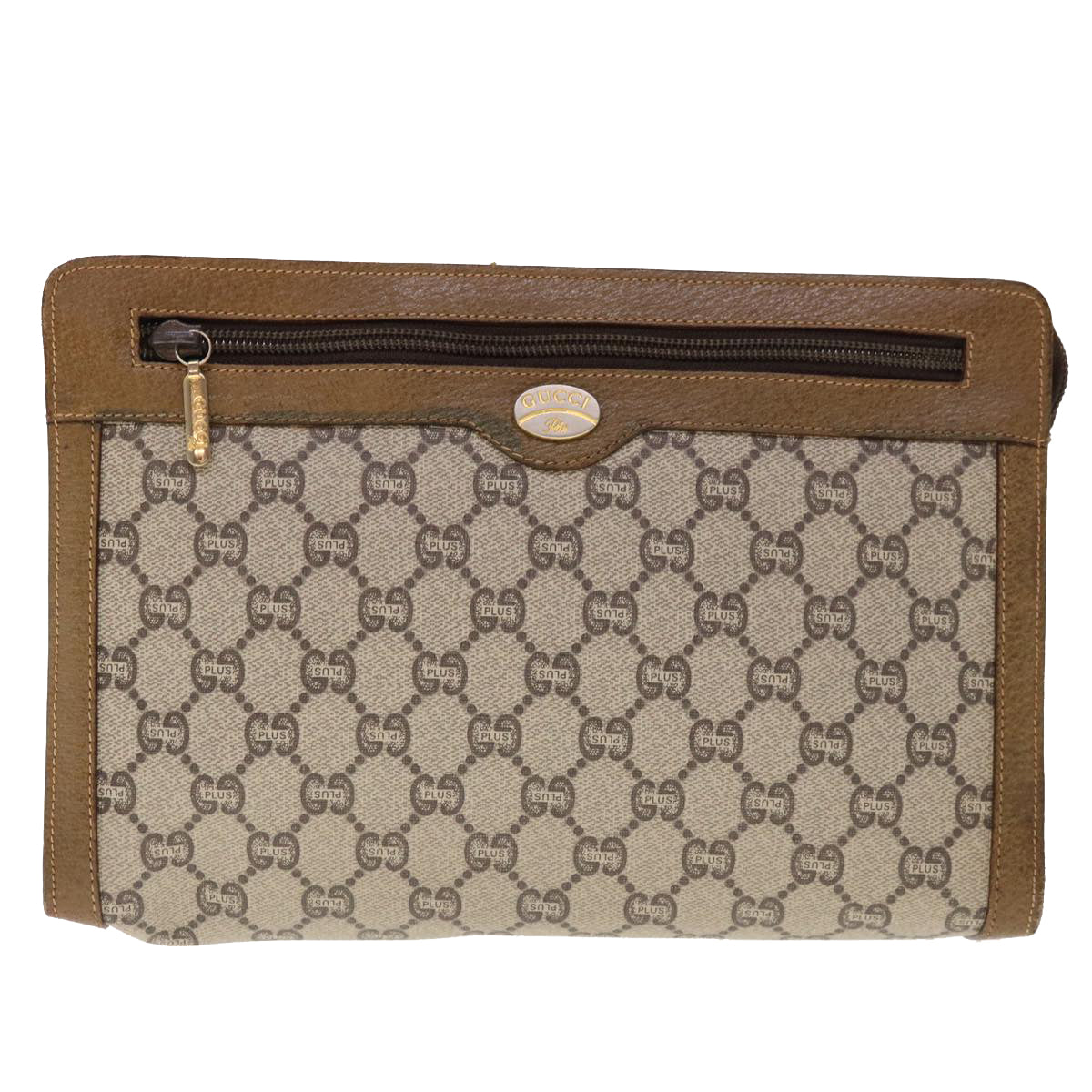 GUCCI GG Plus Supreme Clutch Bag PVC Leather Beige  ep3130