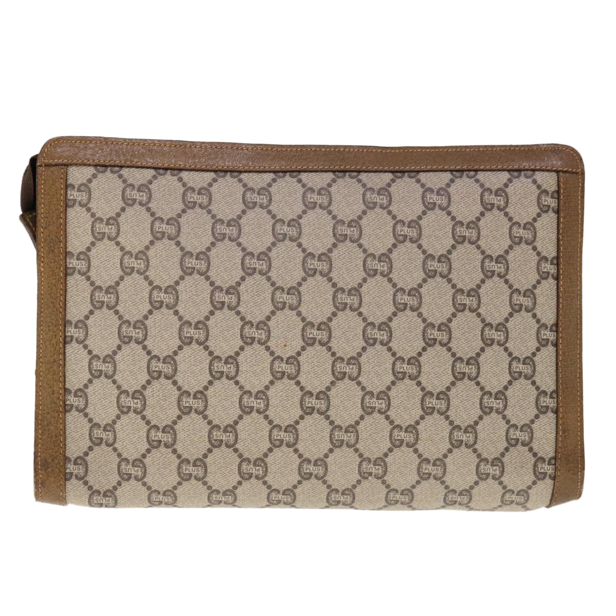 GUCCI GG Plus Supreme Clutch Bag PVC Leather Beige  ep3130