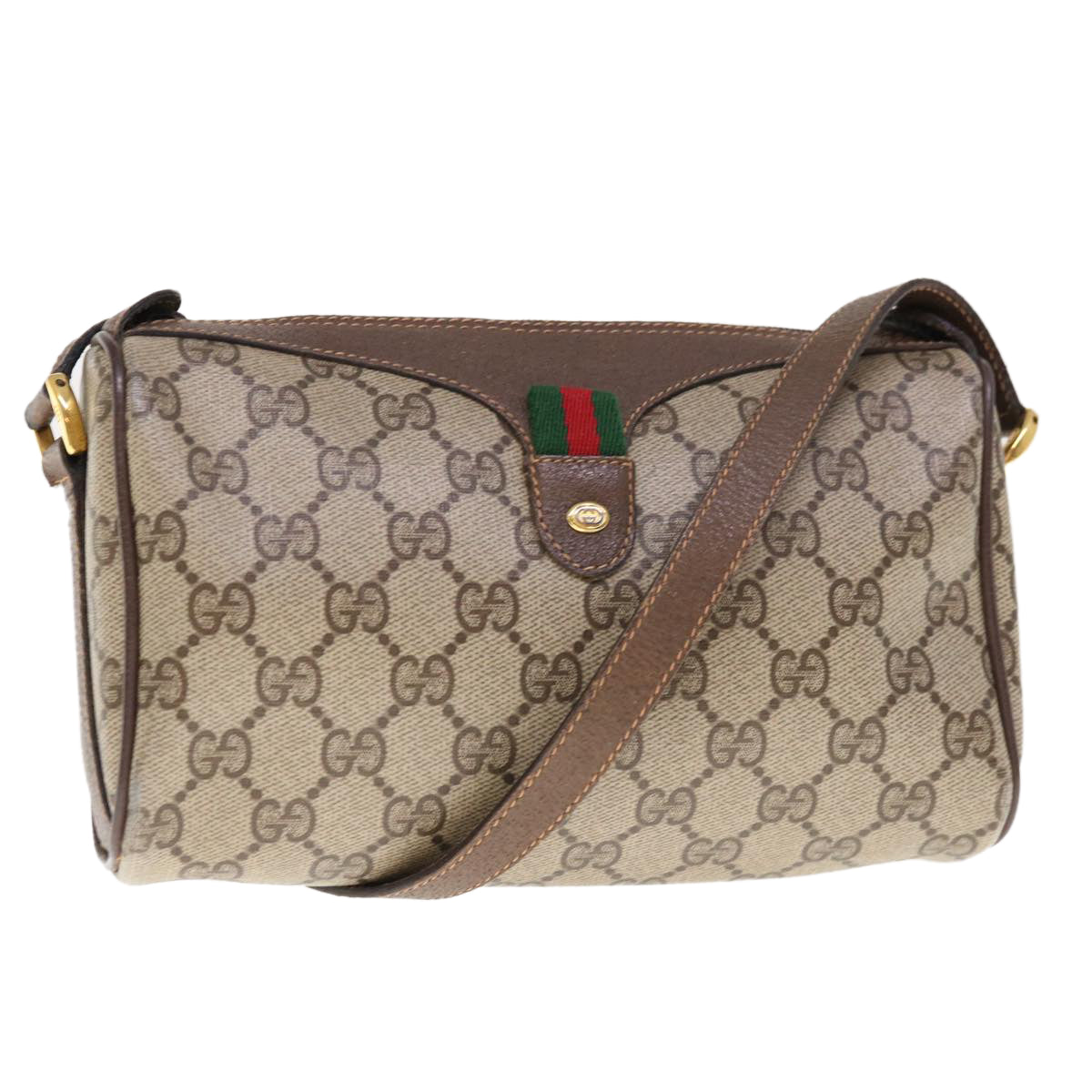 GUCCI GG Supreme Web Sherry Line Shoulder Bag PVC Beige 89 02 018  ep3144